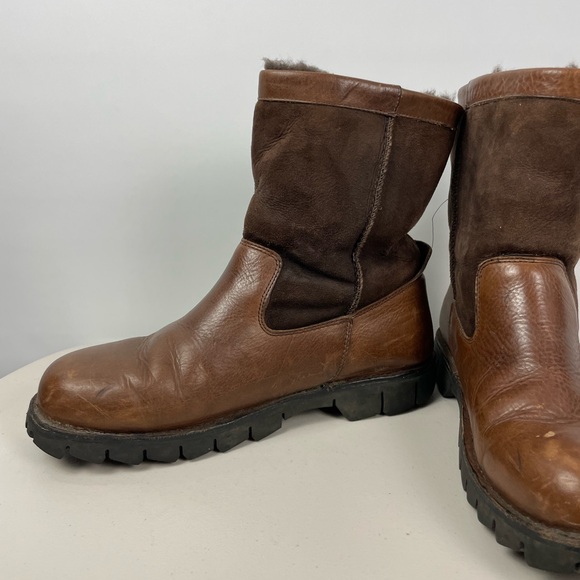UGG Australia Beacon Sheepskin Lined Men's‎ Chestnut Brown Leather Boots - Picture 9 of 15